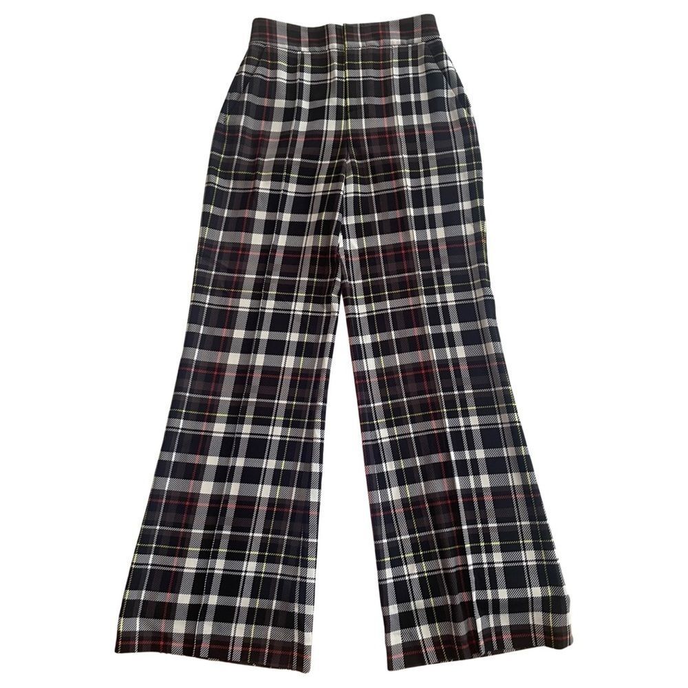 Alice + Olivia Dylan Wide Plaid Leg Trousers Style# CC109P19107 Size 0